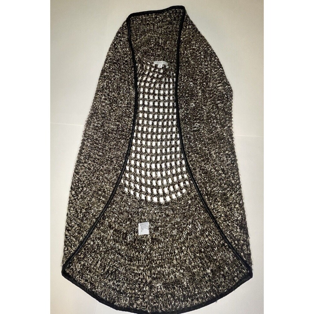 Beatrix Ost Long Sweater Vest Knit Brown Black White Womans Size Small Warm Fall